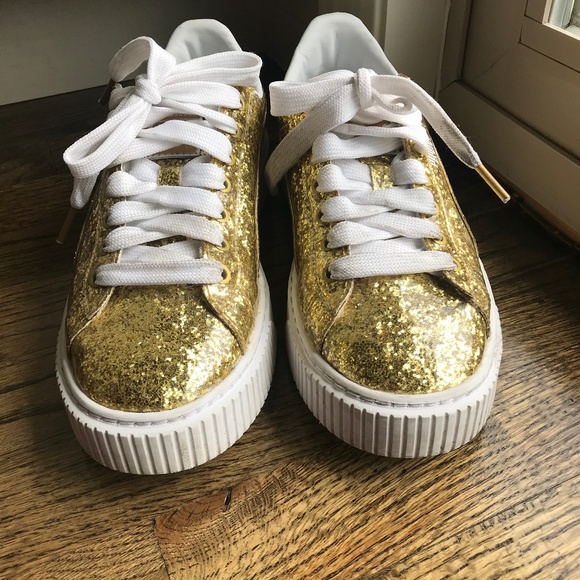 puma basket gold glitter